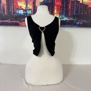 Elegant Black Crop Top with Heart Accent